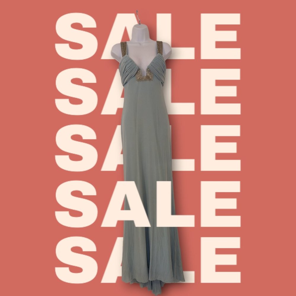 NWT Light Blue Gown with silver beading